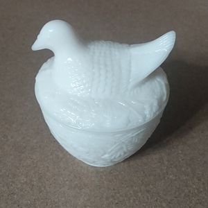 Avon milk glass nesting bird